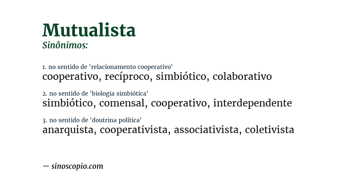 Sinônimo de mutualista