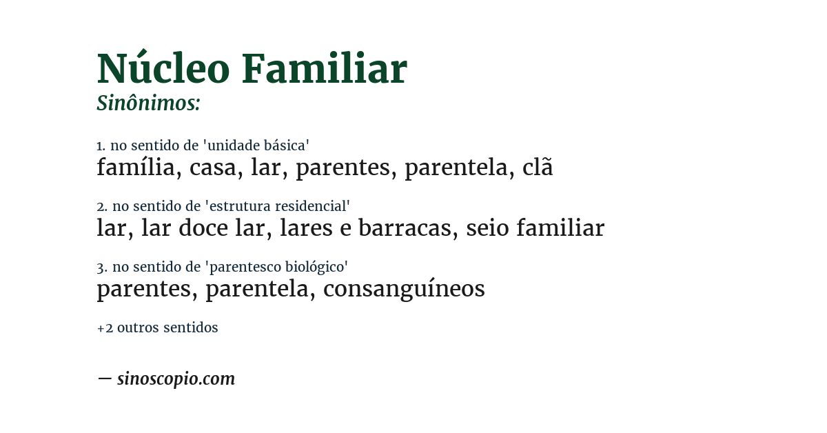 Sinônimo de núcleo familiar