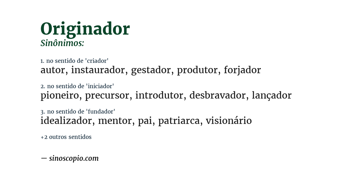 Sinônimo de originador