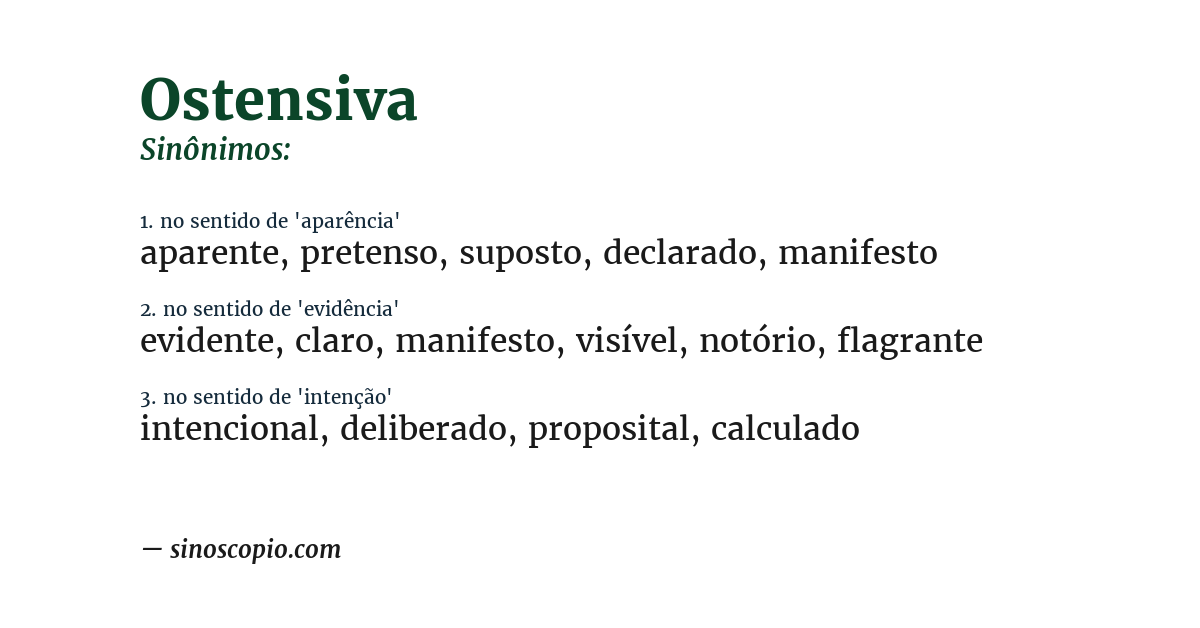Sinônimo de ostensiva