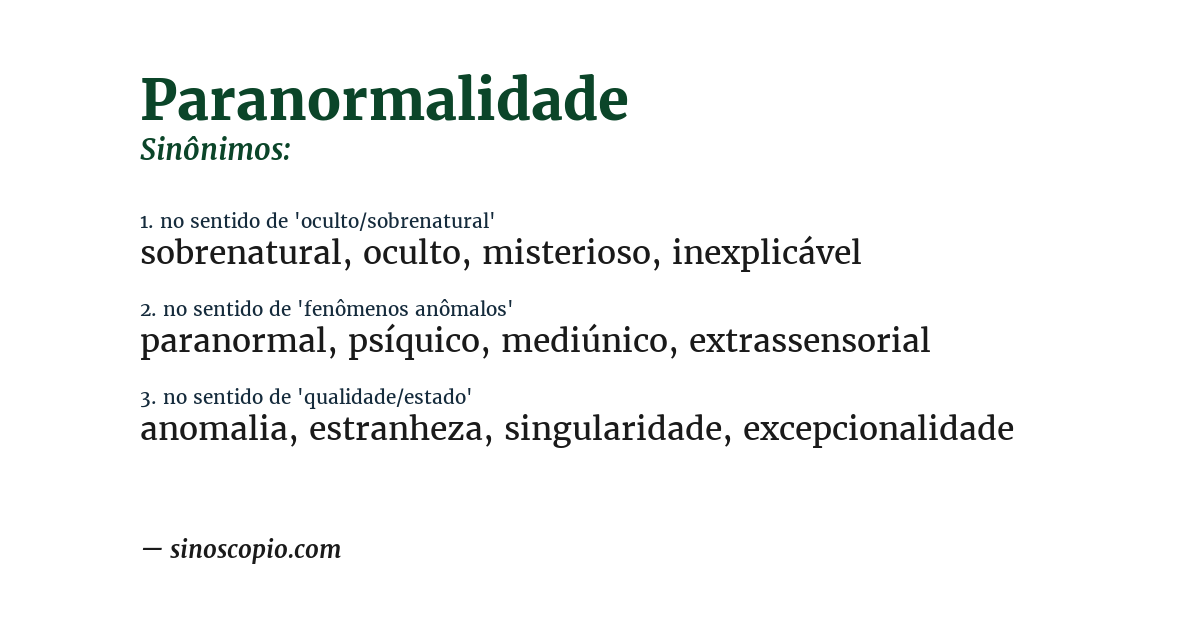 Sinônimo de paranormalidade
