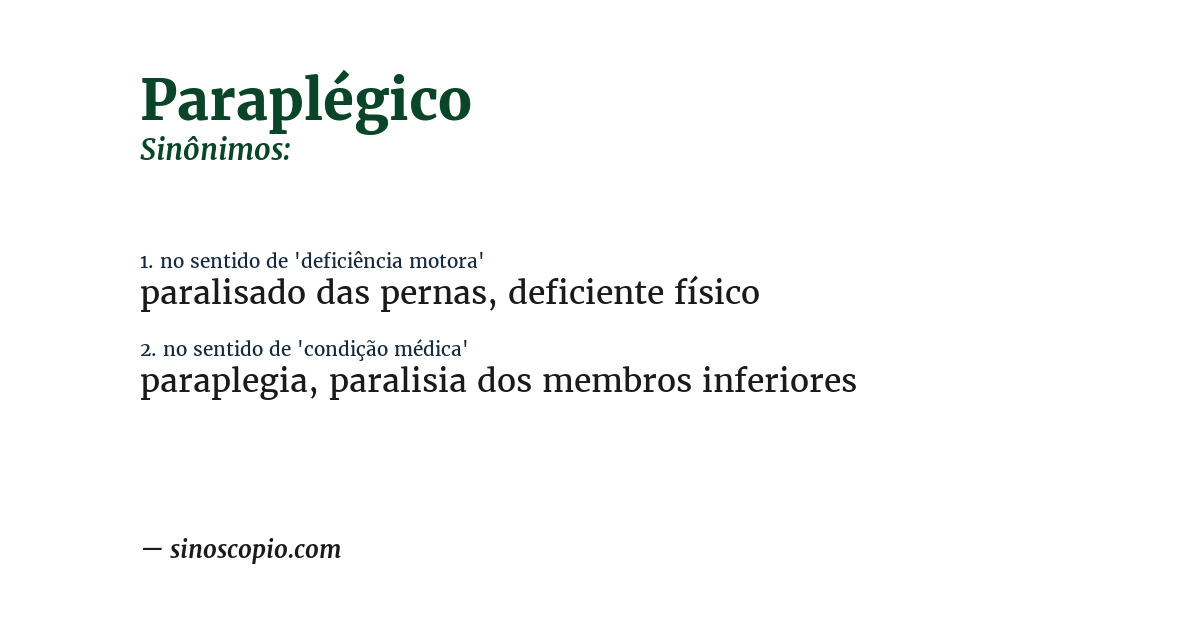 Sinônimo de paraplégico