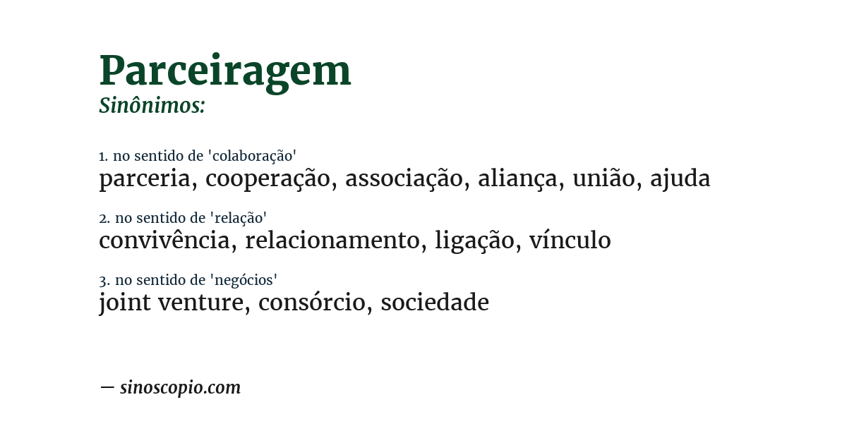 Sinônimo de parceiragem