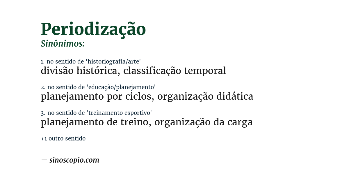 Sinônimo de periodização