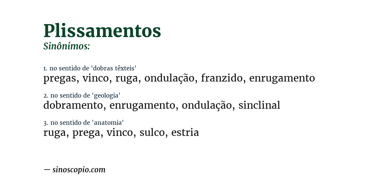 Sinônimo de plissamentos