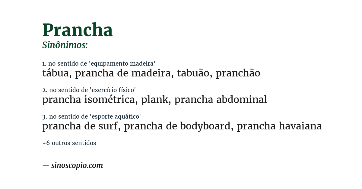 Sinônimo de prancha