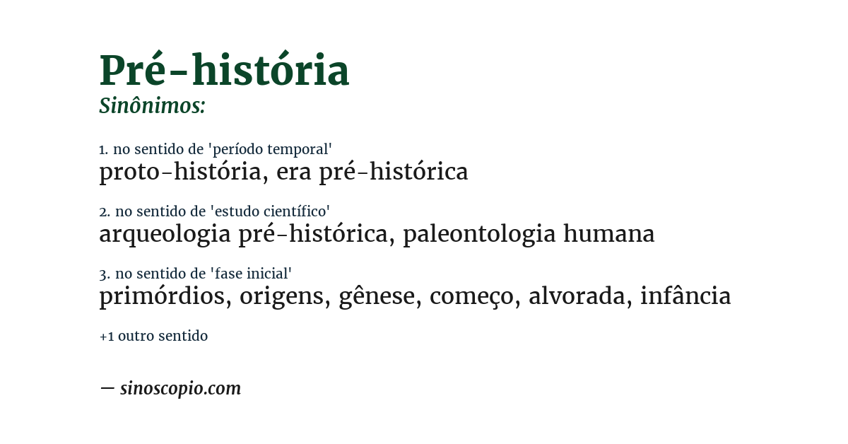 Sinônimo de pré-história