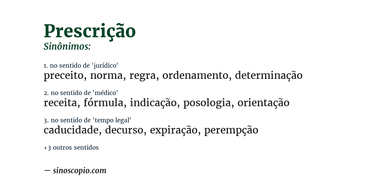 Sinônimo de prescrição