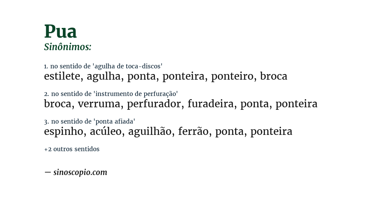 Sinônimo de pua