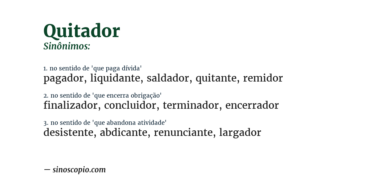Sinônimo de quitador
