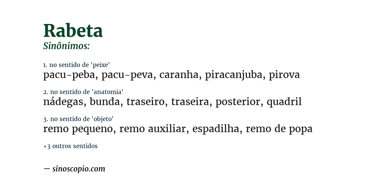Sinônimo de rabeta