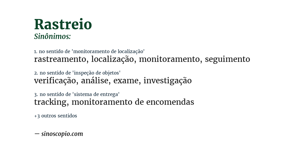 Sinônimo de rastreio