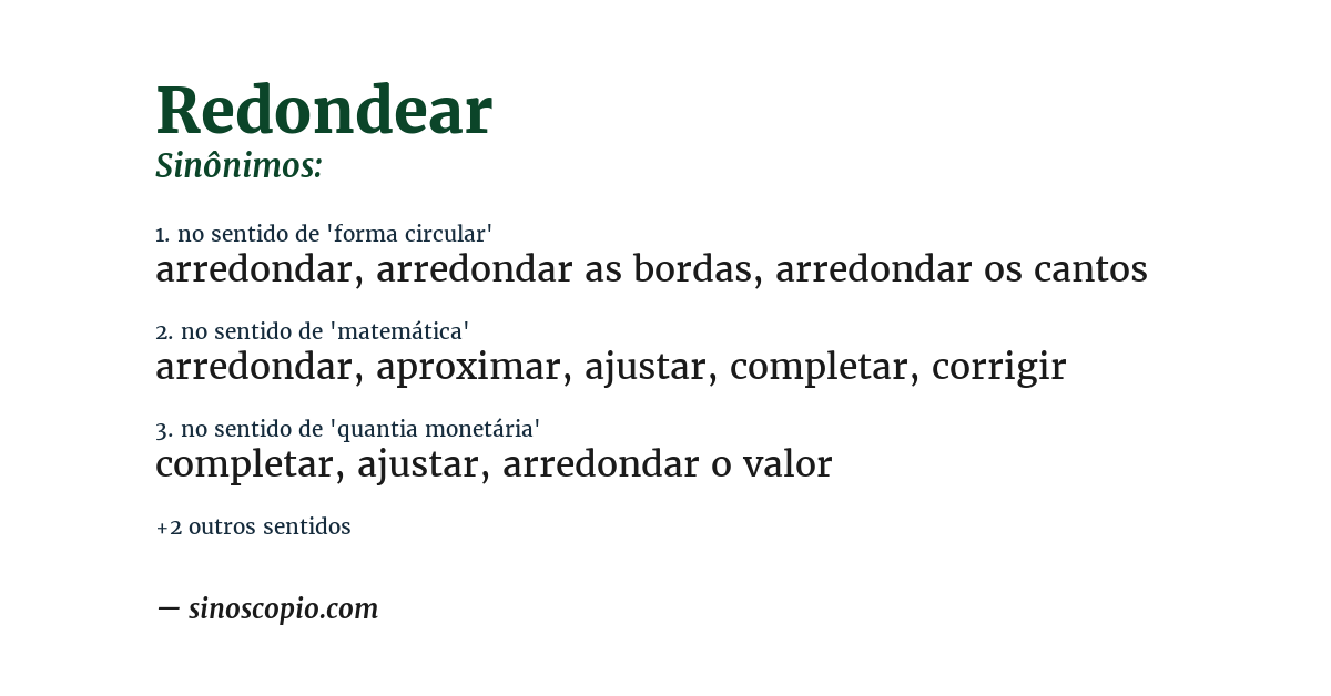 Sinônimo de redondear