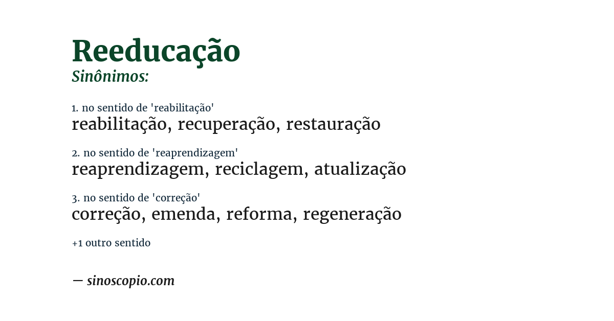 Sinônimo de reeducação