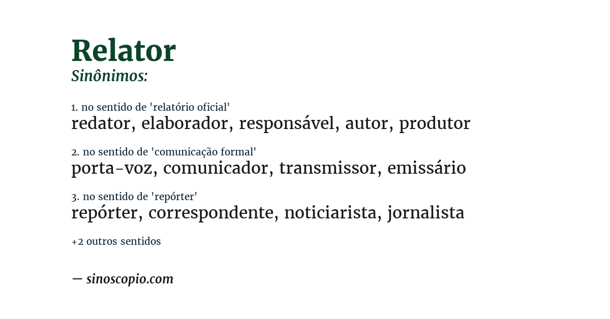 Sinônimo de relator