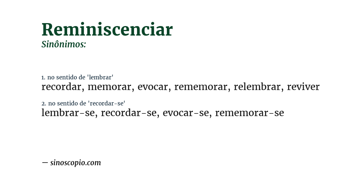 Sinônimo de reminiscenciar