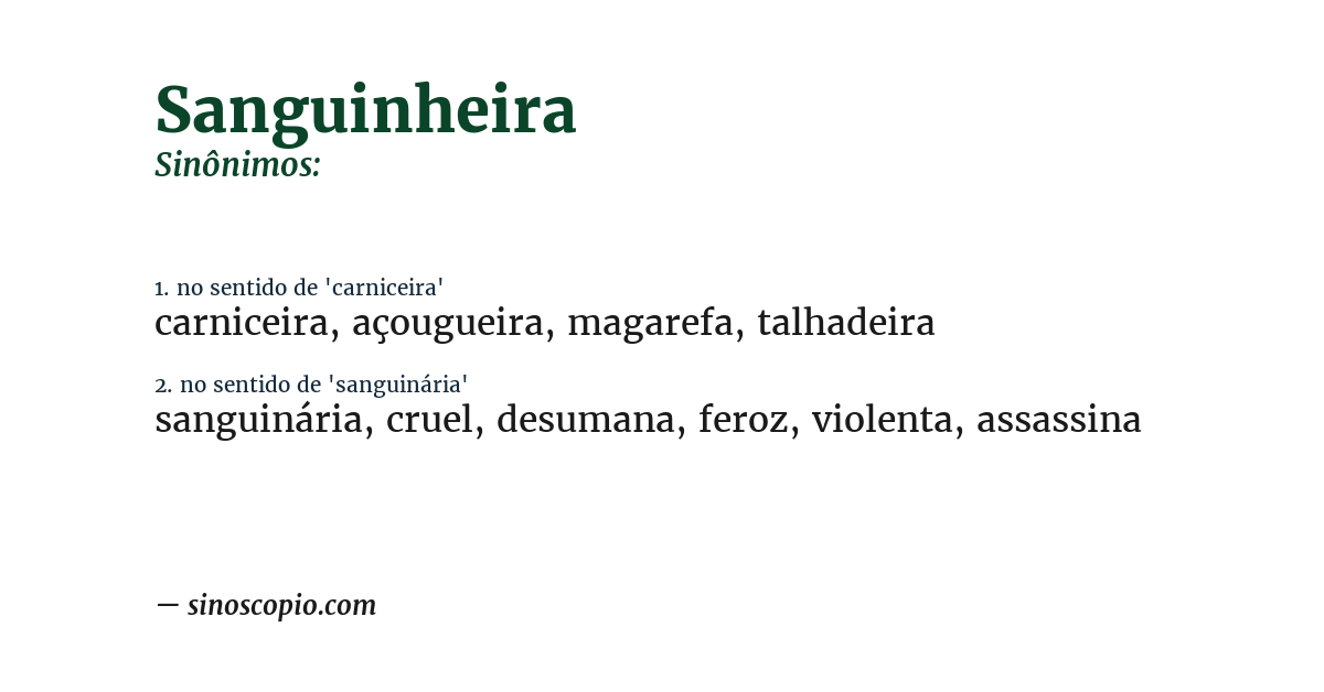 Sinônimo de sanguinheira