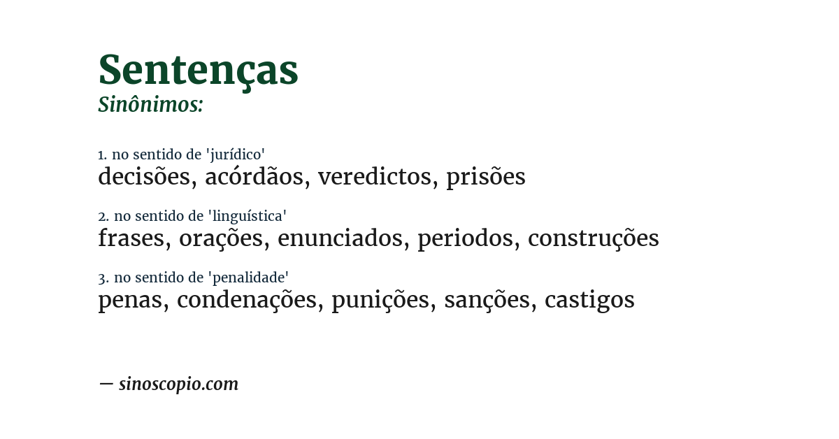 Sinônimo de sentenças