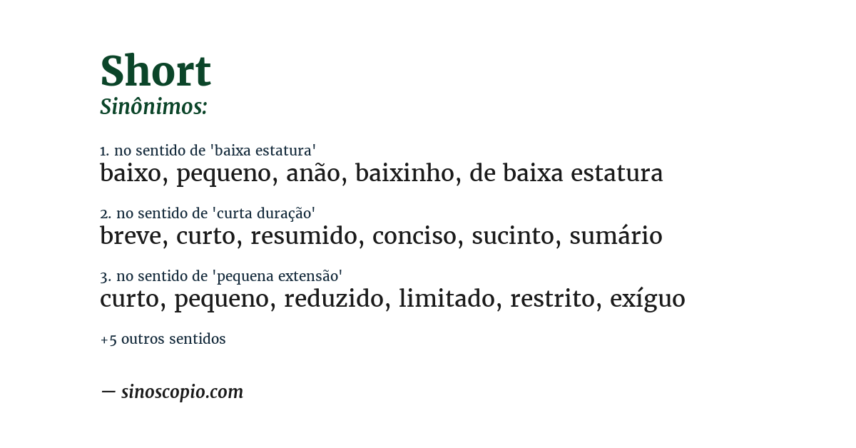 Sinônimo de short