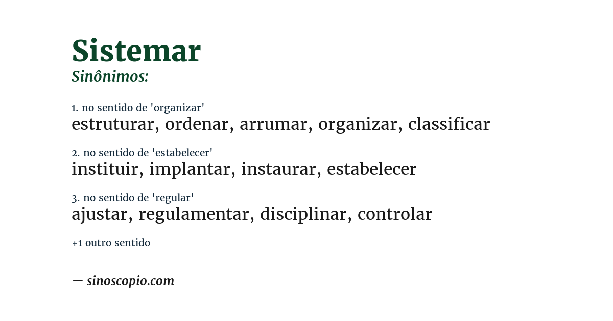Sinônimo de sistemar