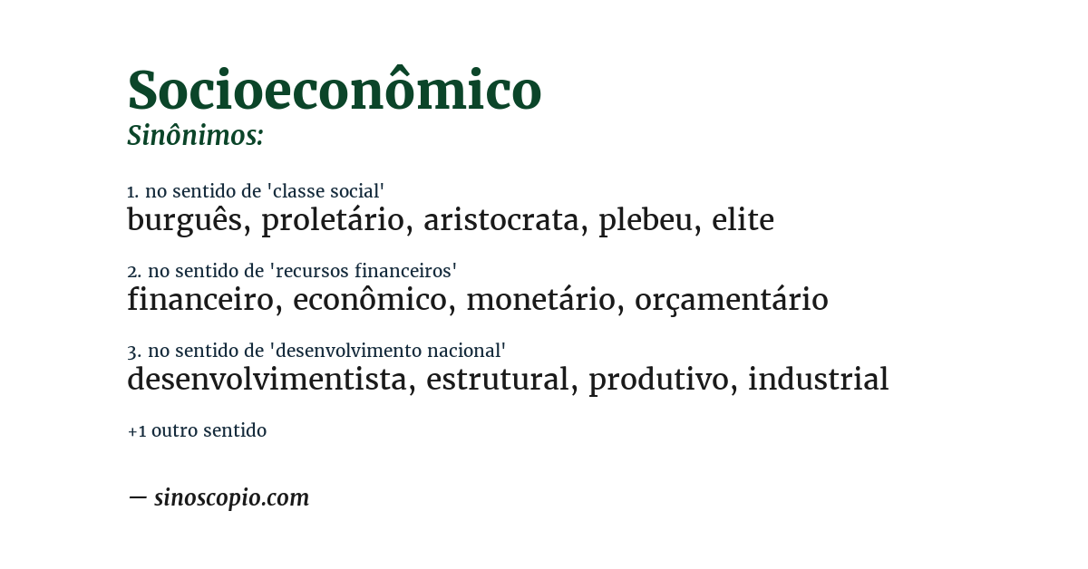 Sinônimo de socioeconômico