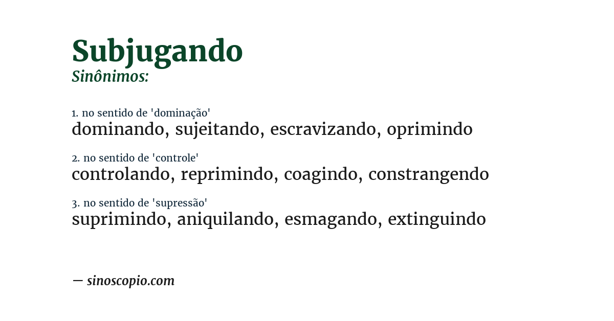 Sinônimo de subjugando