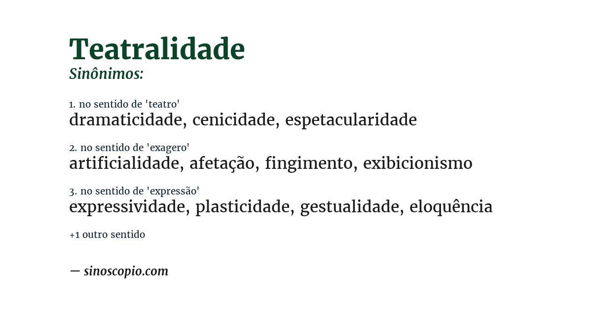 Sinônimo de teatralidade