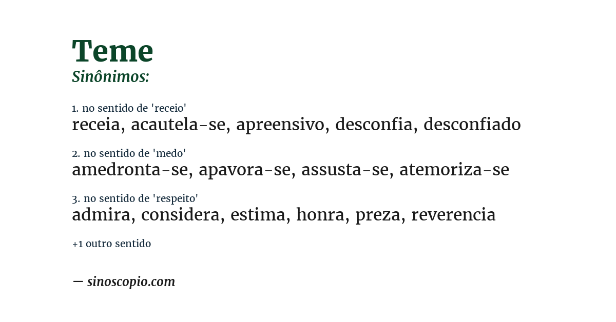 Sinônimo de teme