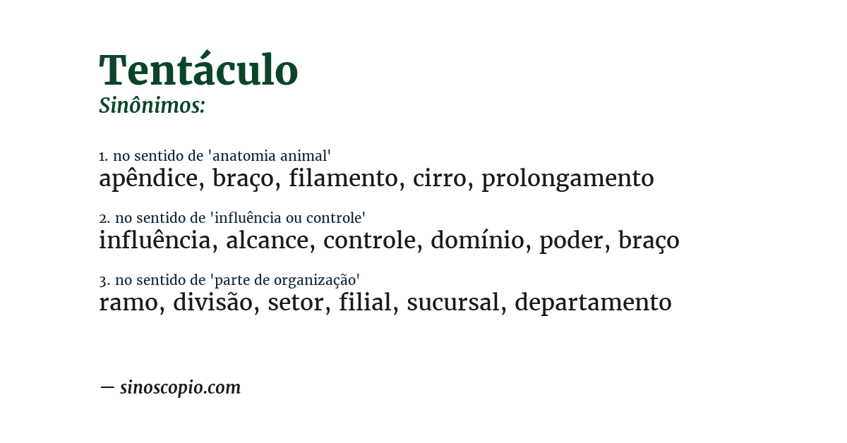 Sinônimo de tentáculo