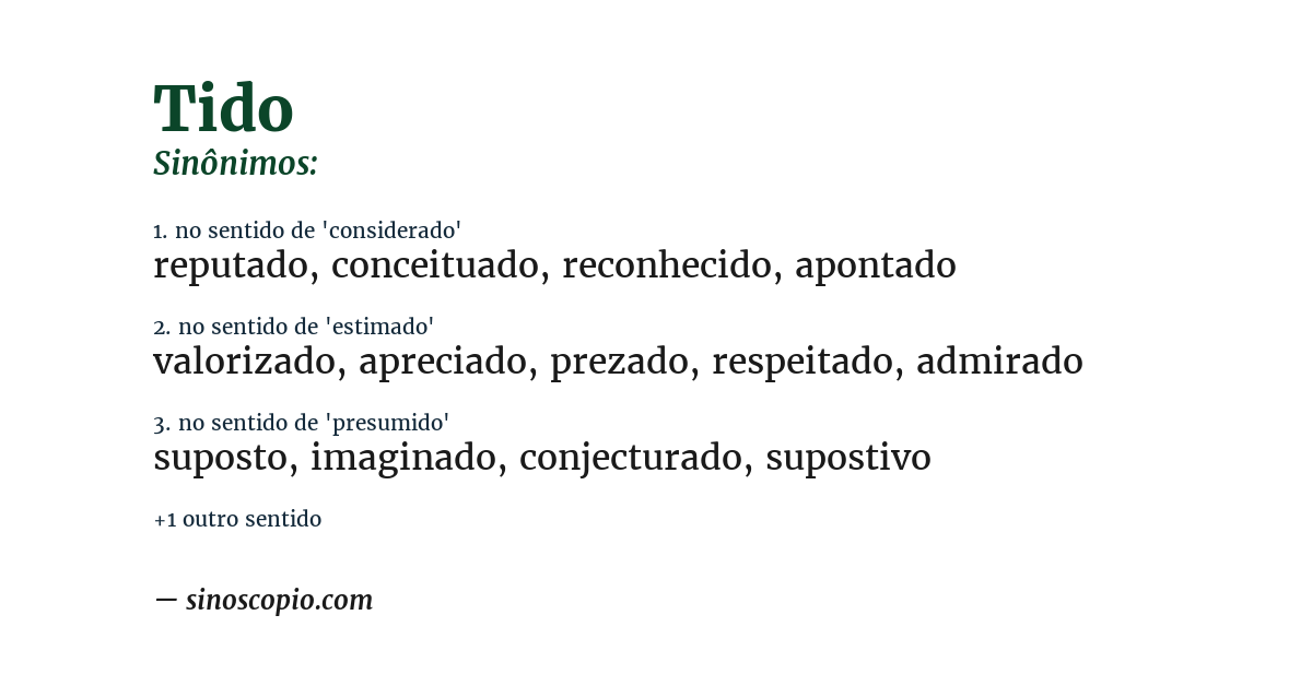 Sinônimo de tido