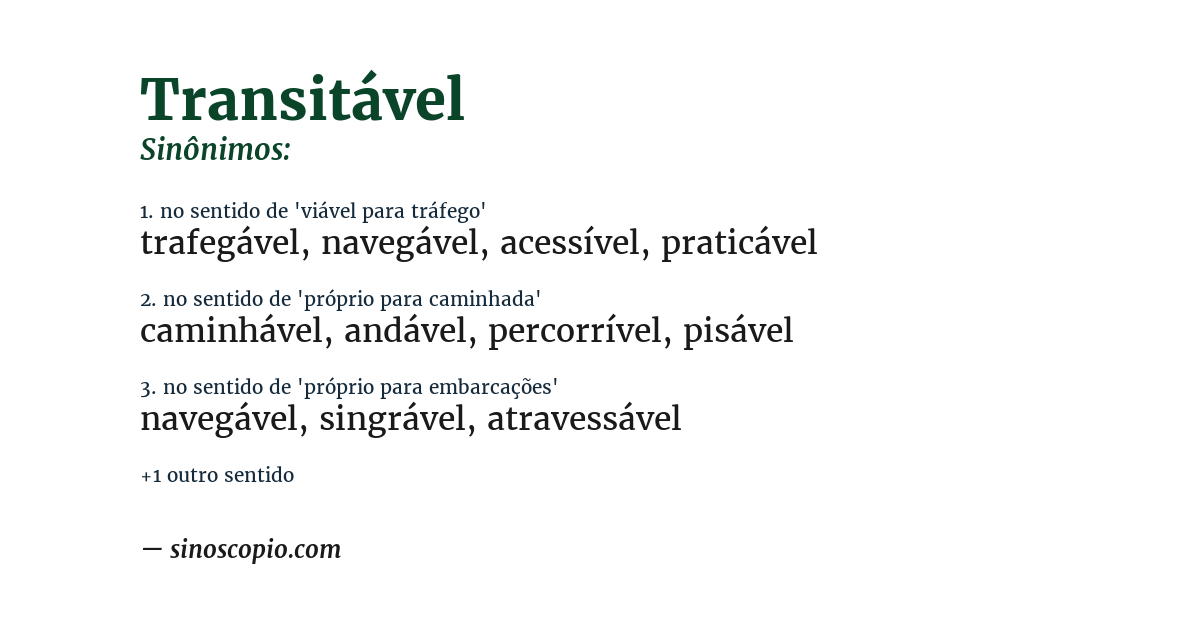 Sinônimo de transitável