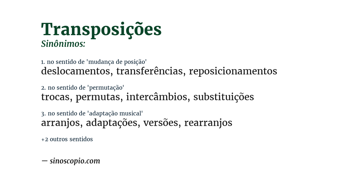 Sinônimo de transposições