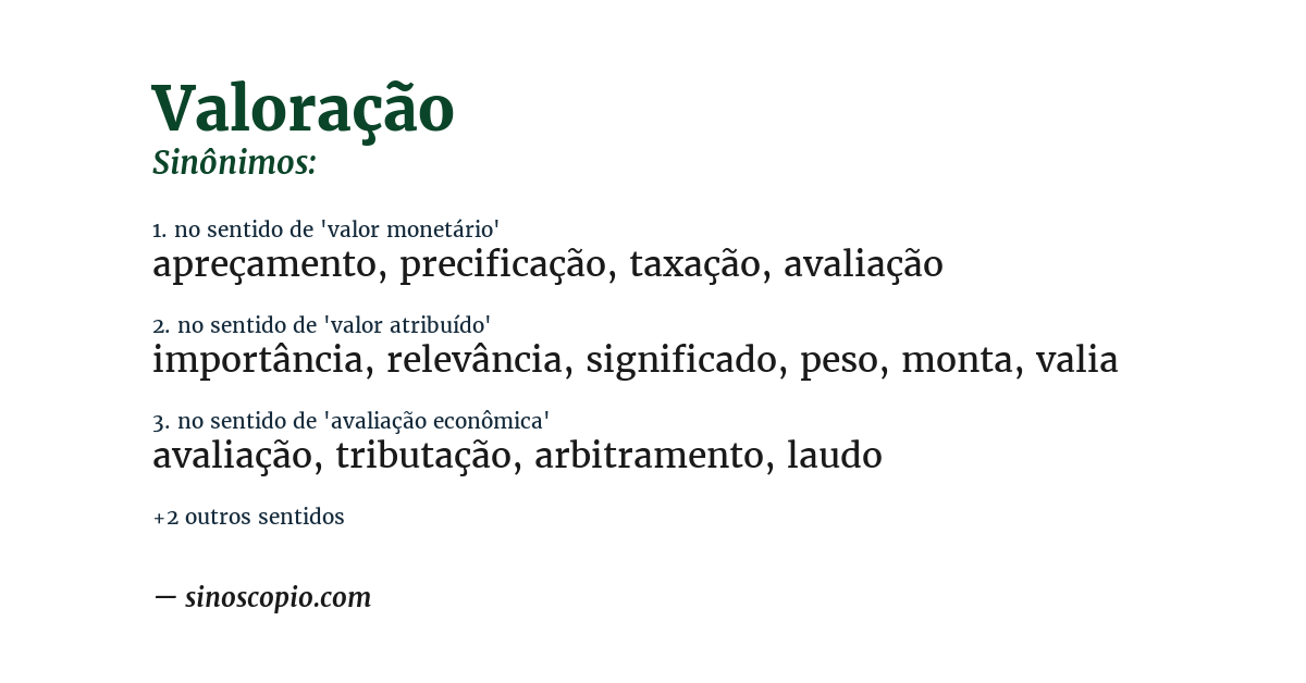 Sinônimo de valoração