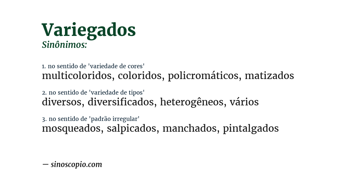 Sinônimo de variegados