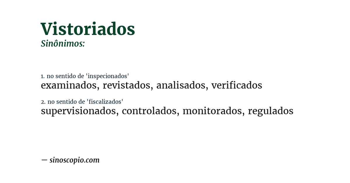 Sinônimo de vistoriados