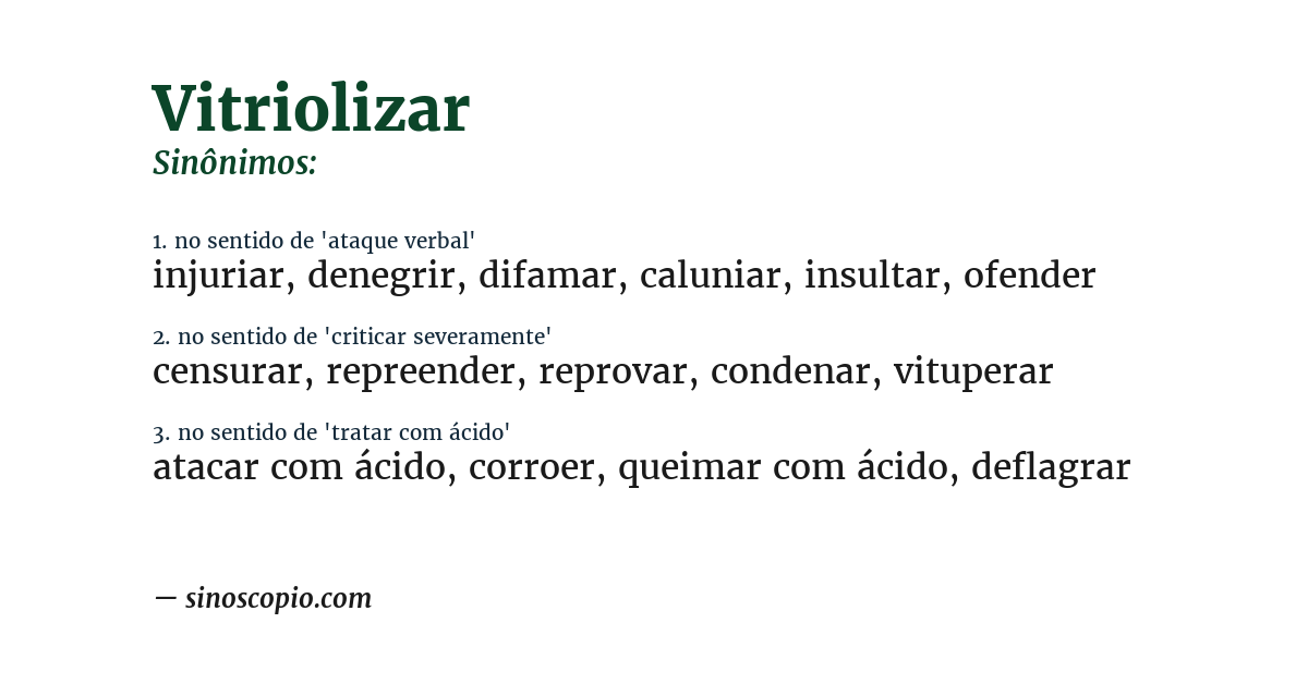 Sinônimo de vitriolizar