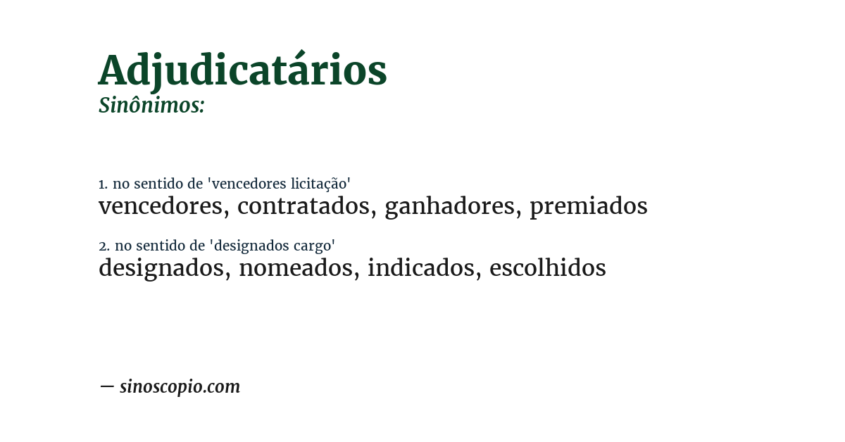 Sinônimo de adjudicatários