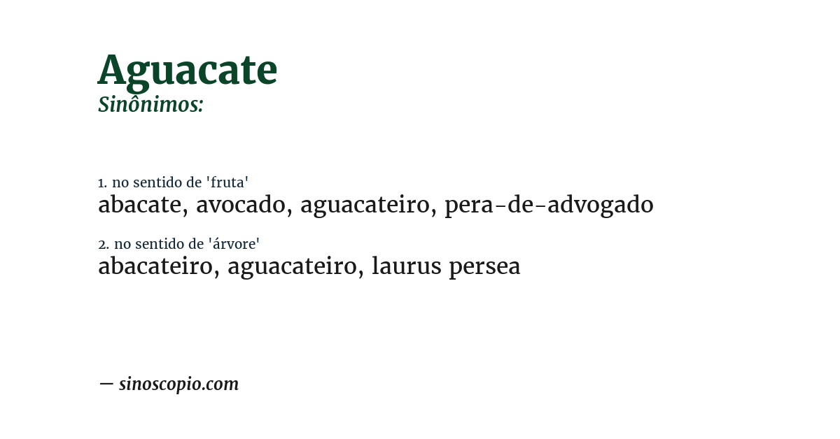 Sinônimo de aguacate