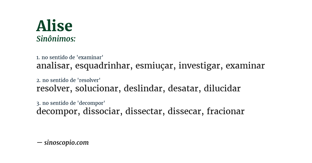 Sinônimo de alise