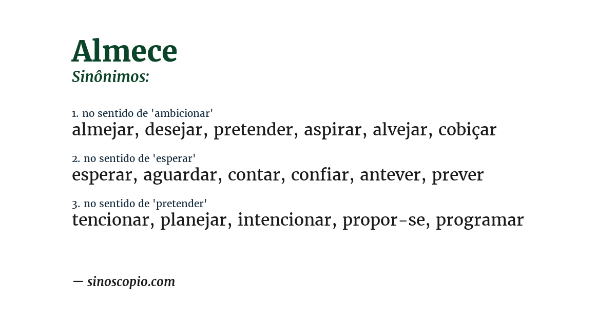 Sinônimo de almece