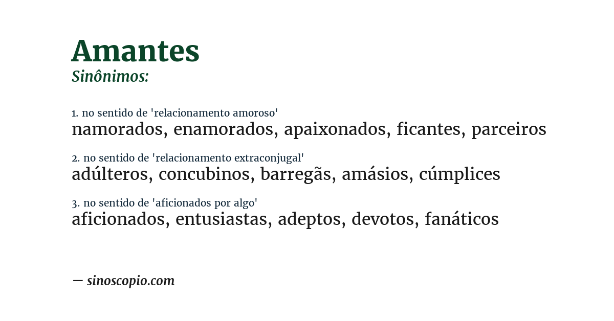 Sinônimo de amantes