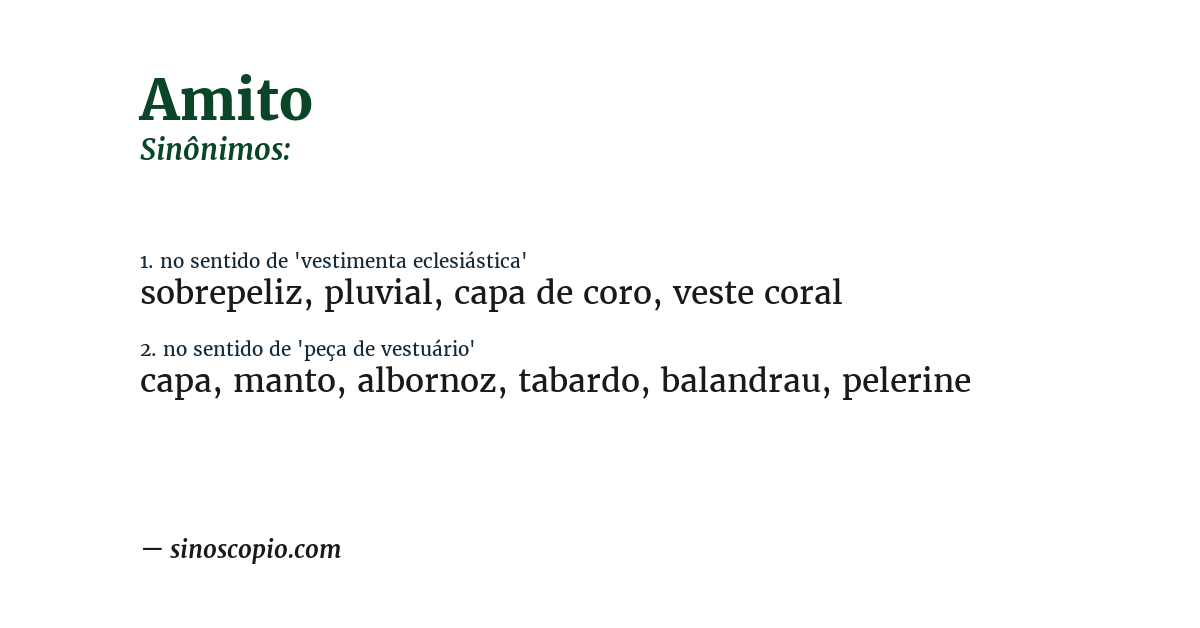 Sinônimo de amito