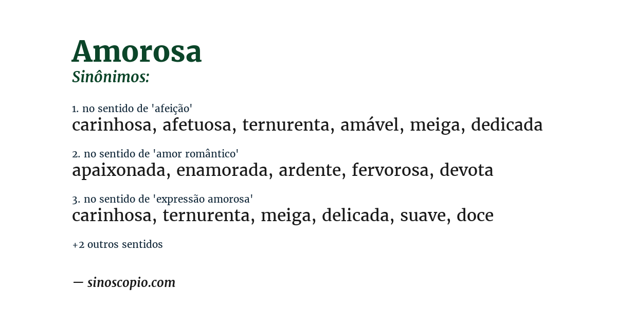 Sinônimo de amorosa