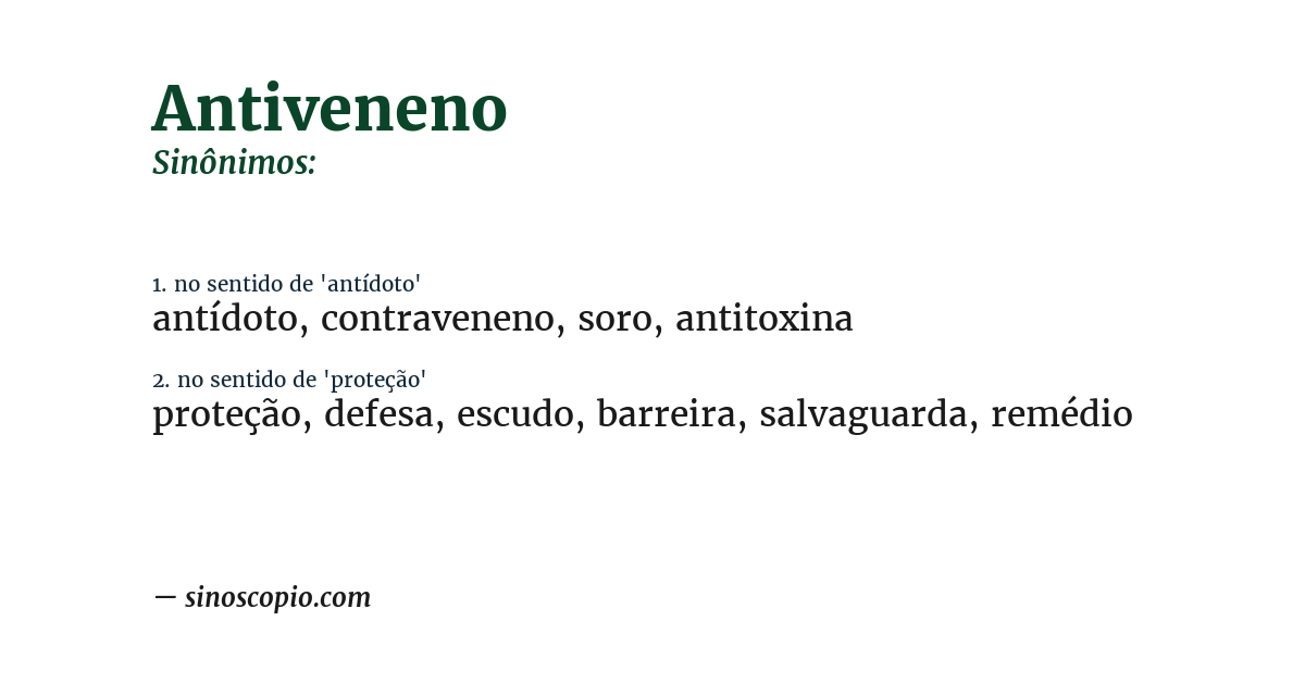 Sinônimo de antiveneno