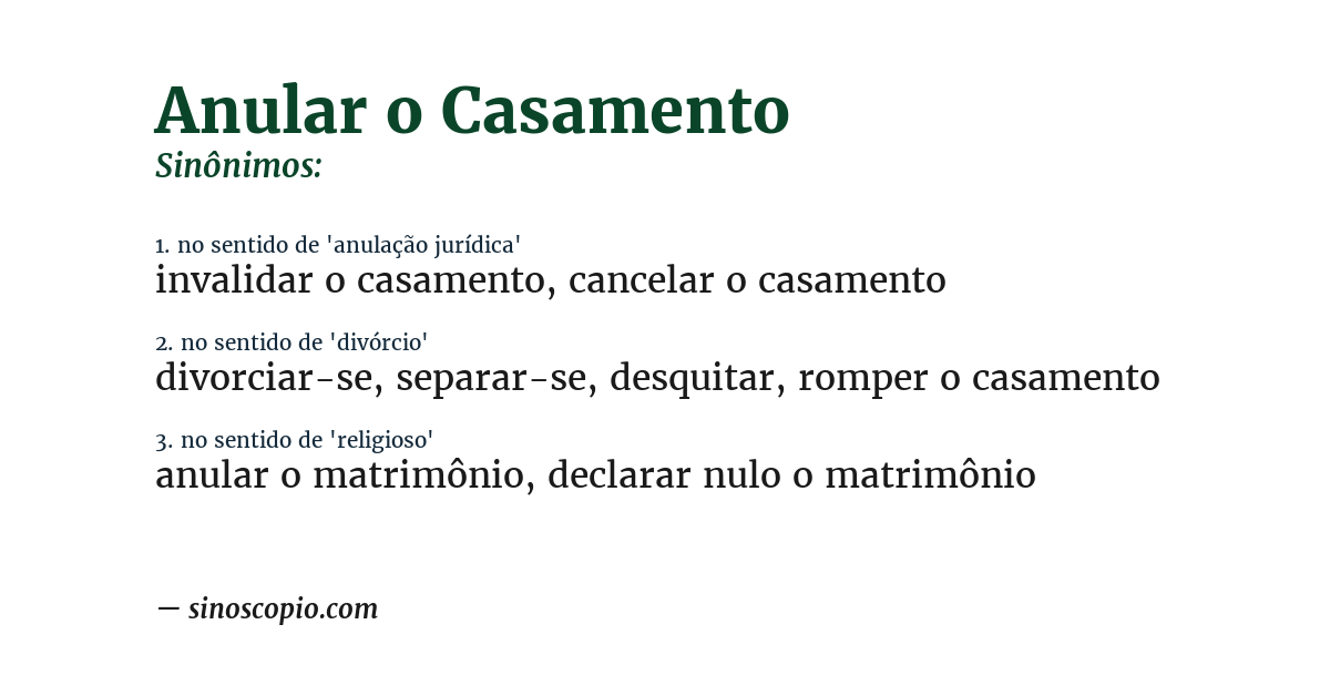 Sinônimo de anular o casamento