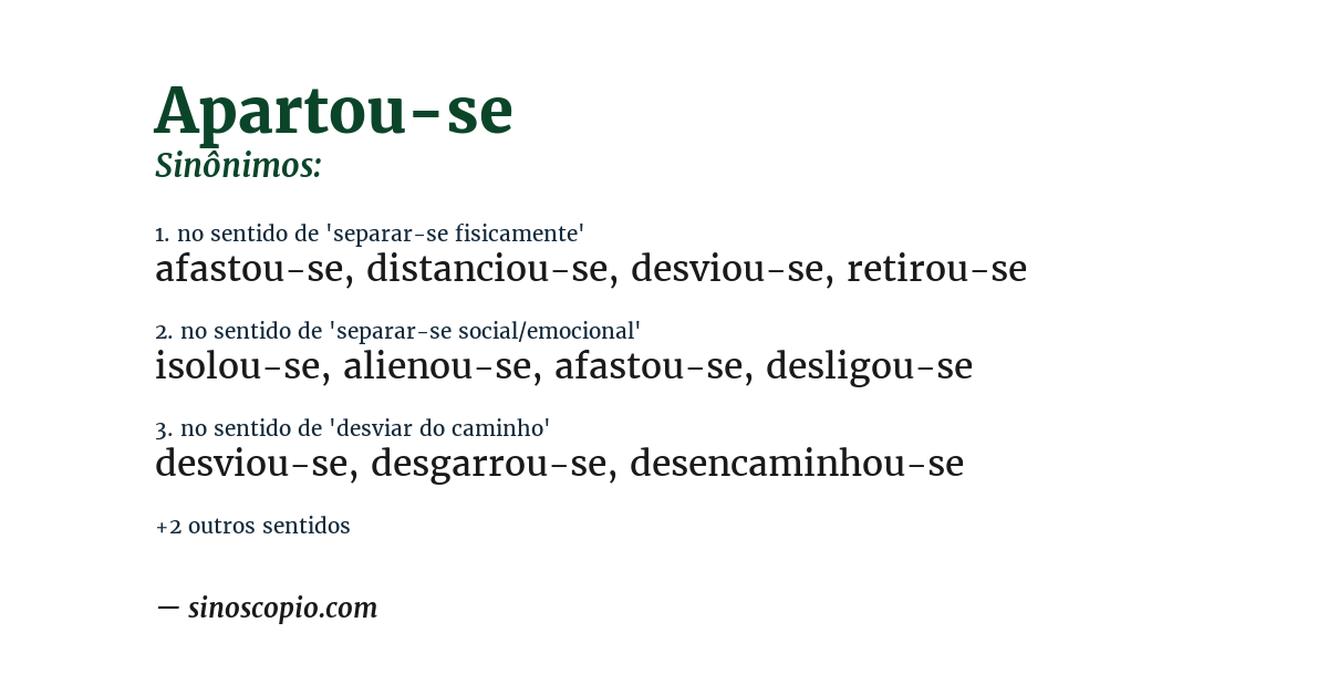 Sinônimo de apartou-se