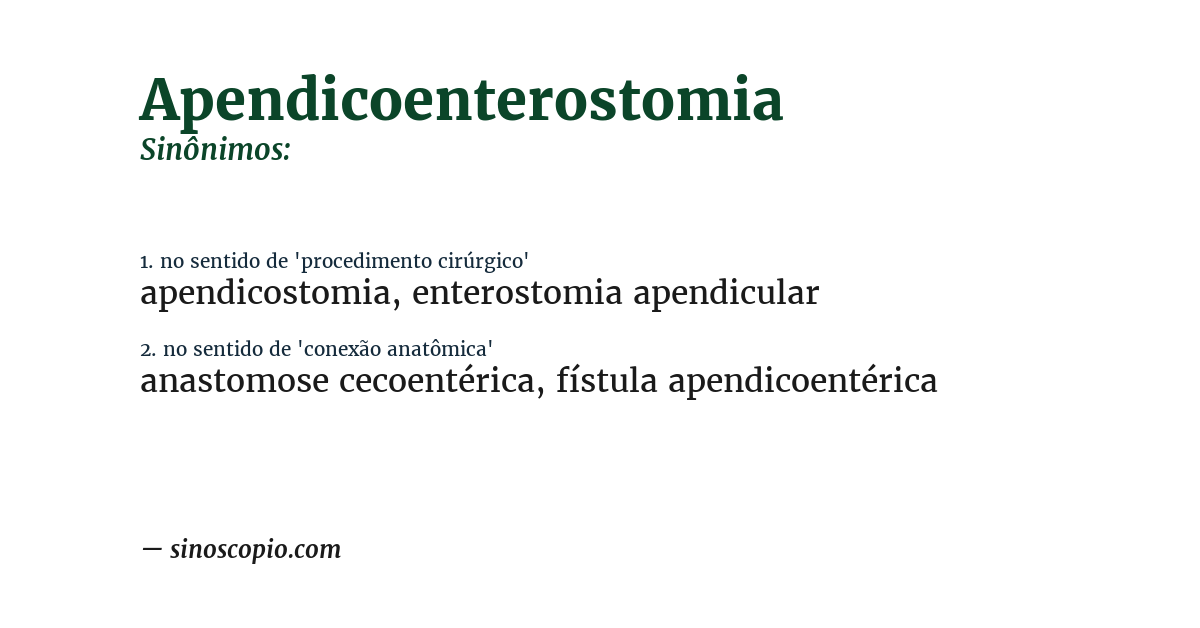 Sinônimo de apendicoenterostomia