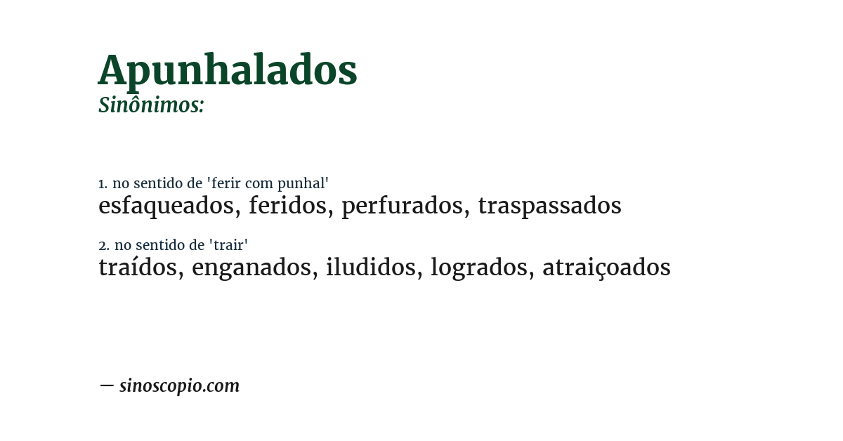 Sinônimo de apunhalados