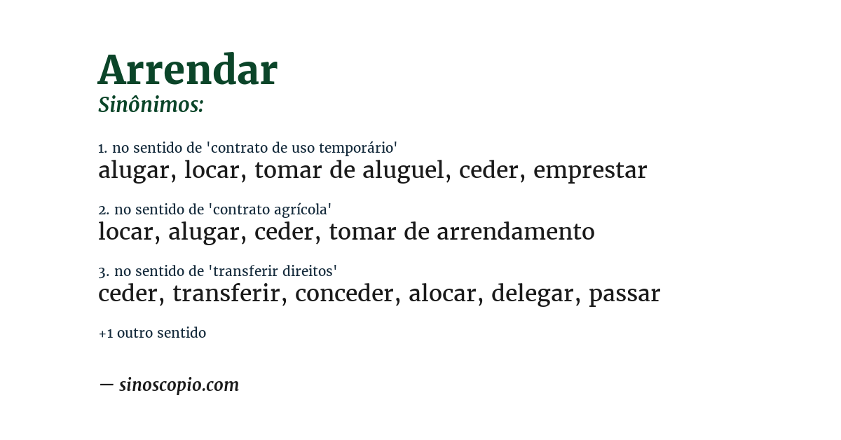 Sinônimo de arrendar
