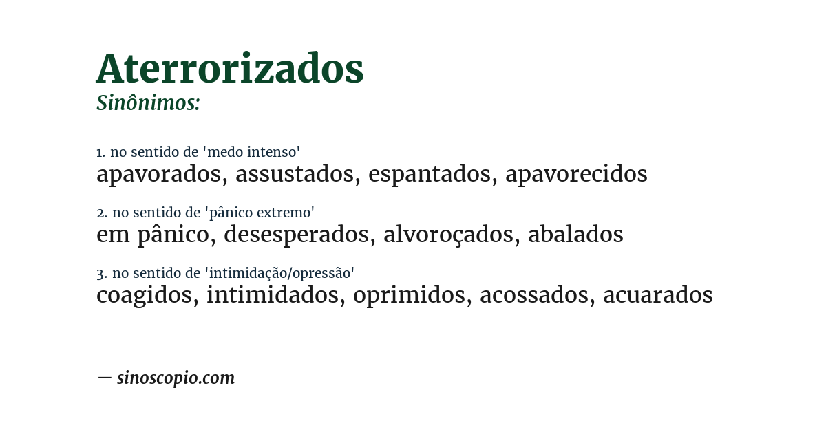Sinônimo de aterrorizados
